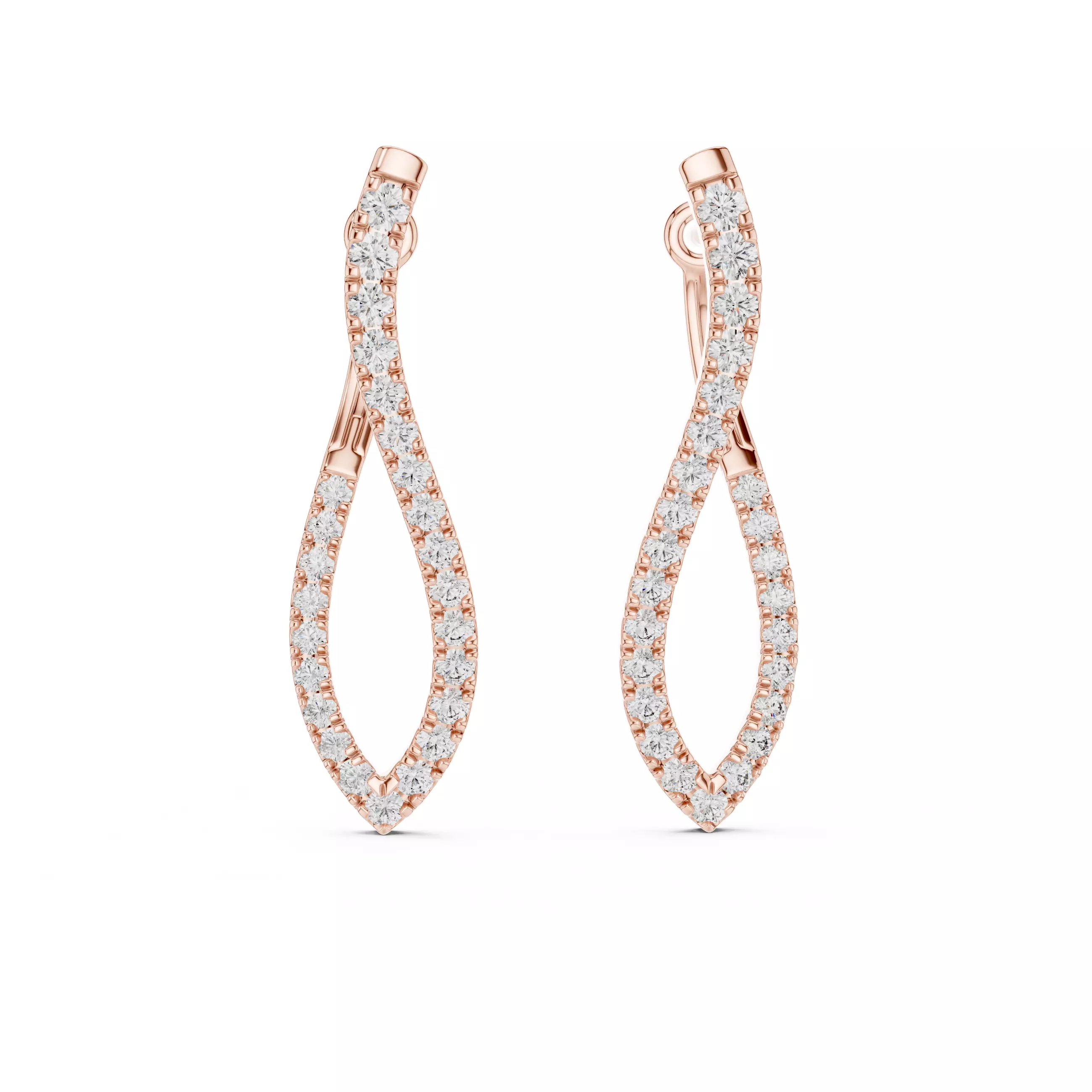 Curved Diamond Hoops Earrings 3dm stl renders animation 3D print model_3