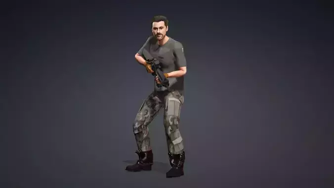 Male Rifle rigget 3d Pose Character