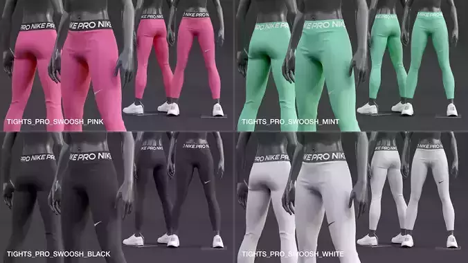 Nike Womens Tights PRO 3D model