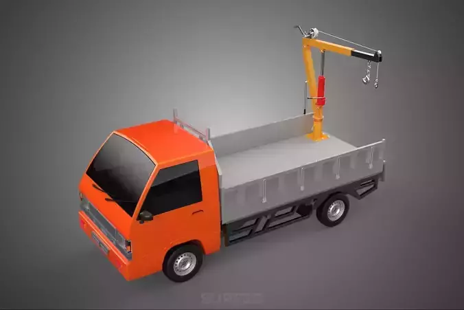 REAR GATE TAILGATE FOLDING CRANE HAND CRANK WINCH TRUCK PICKUP 3D model