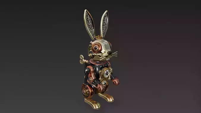 Stylized Wind-Up Rabbit Toy 3D Model