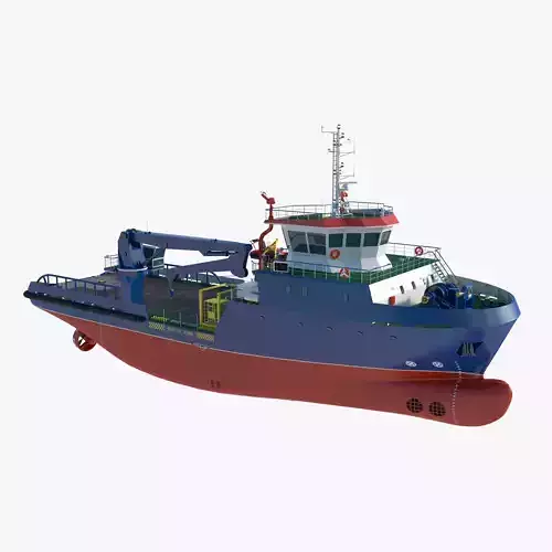 Icebreaker Cargo Crane Ship 3D model