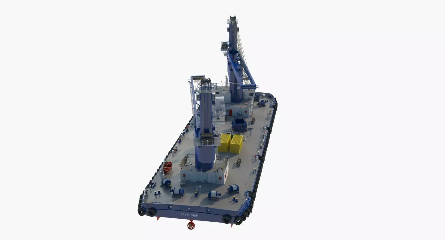 Double Crane Cargo Ship 3D model_22