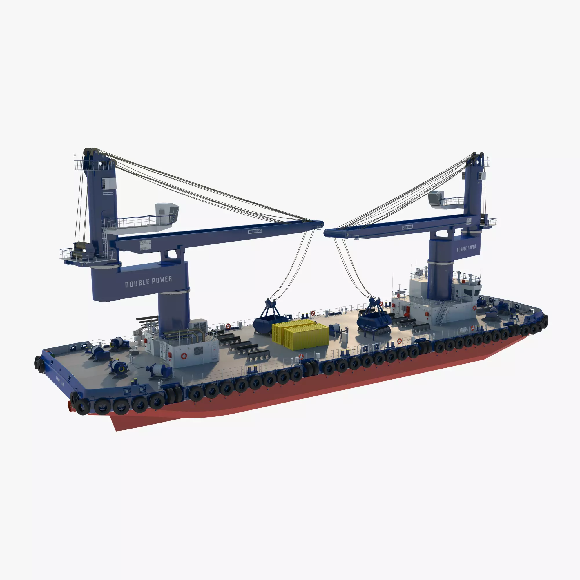 Double Crane Cargo Ship 3D model_0