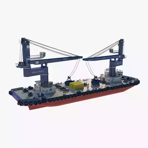 Double Crane Cargo Ship 3D model