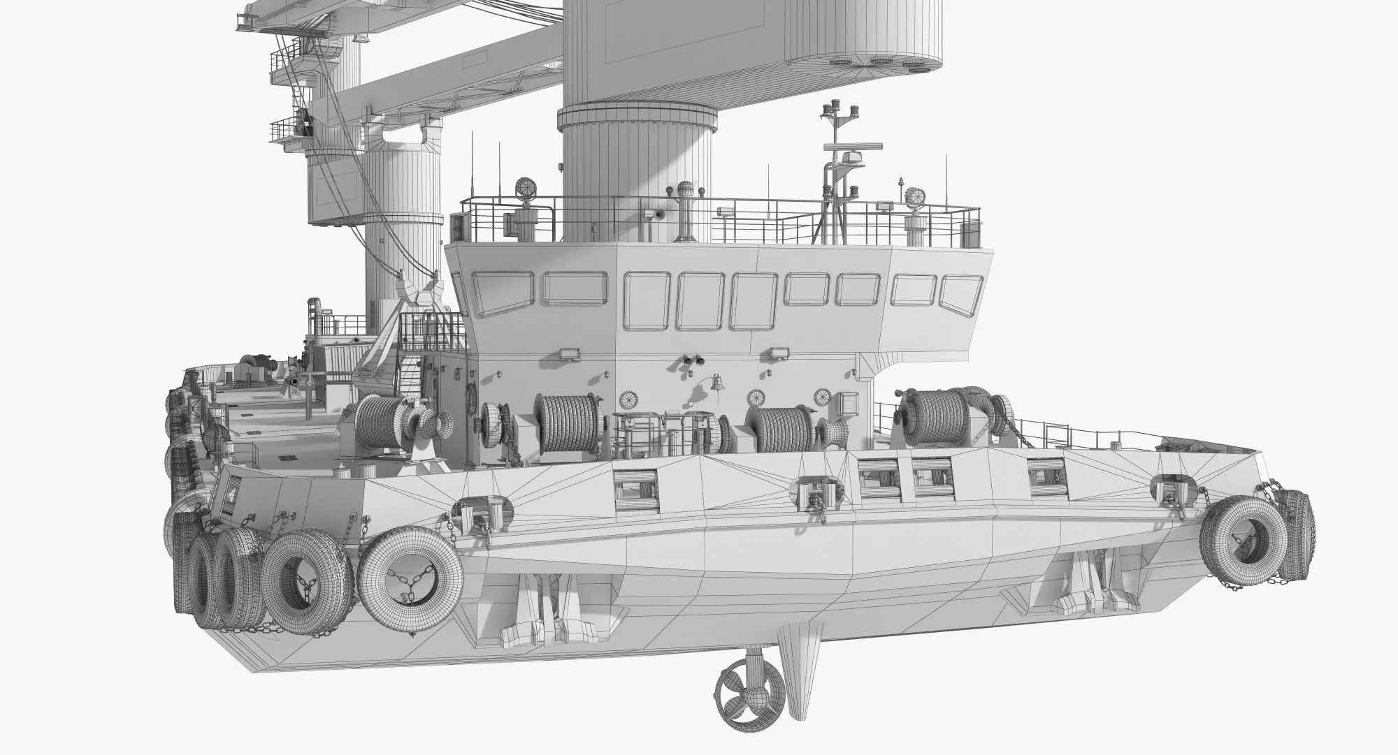Double Crane Cargo Ship 3D model_9