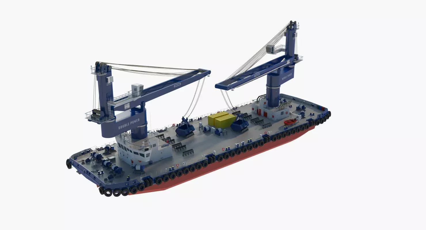 Double Crane Cargo Ship 3D model_29