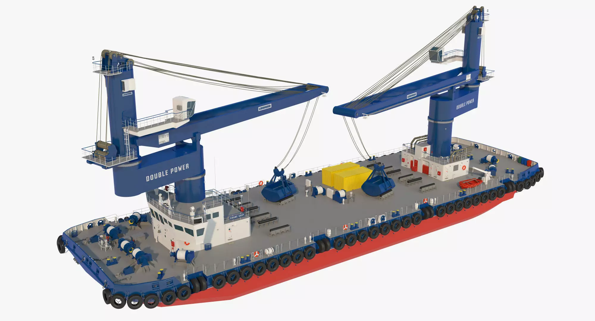 Double Crane Cargo Ship 3D model_5
