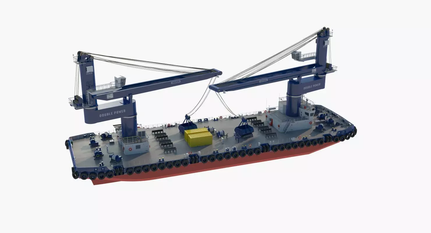 Double Crane Cargo Ship 3D model_19