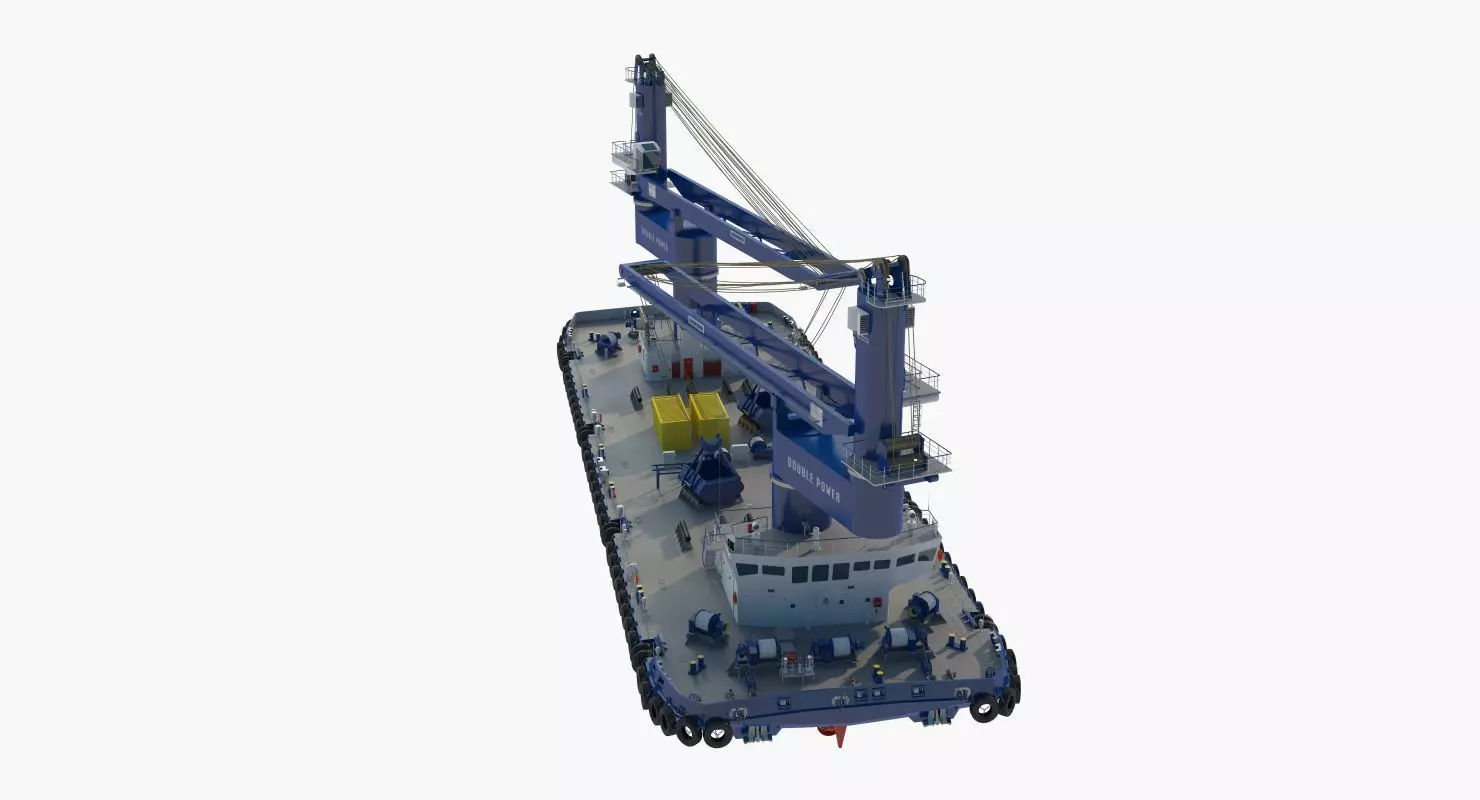 Double Crane Cargo Ship 3D model_32
