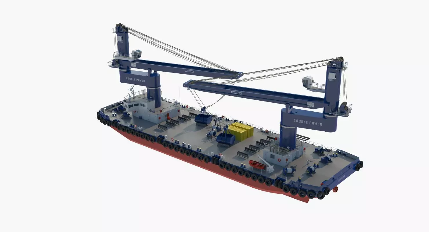 Double Crane Cargo Ship 3D model_25