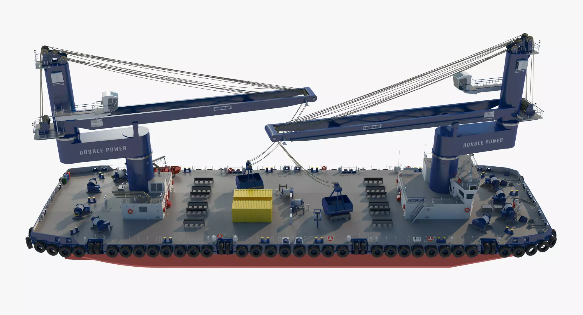 Double Crane Cargo Ship 3D model_3