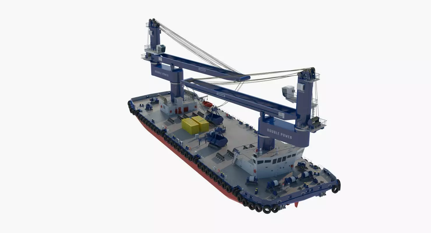 Double Crane Cargo Ship 3D model_33
