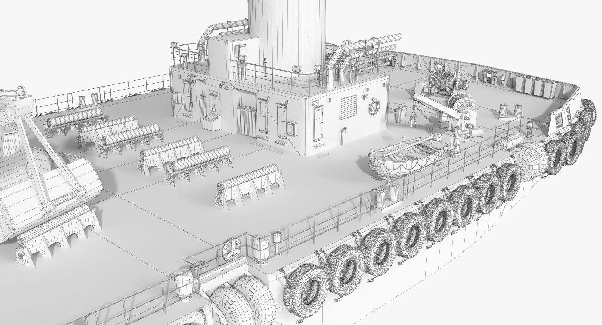 Double Crane Cargo Ship 3D model_16