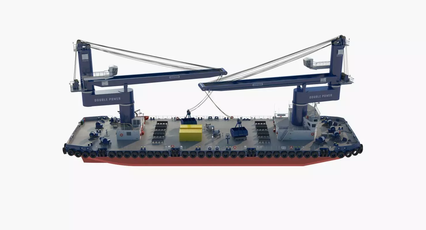 Double Crane Cargo Ship 3D model_18