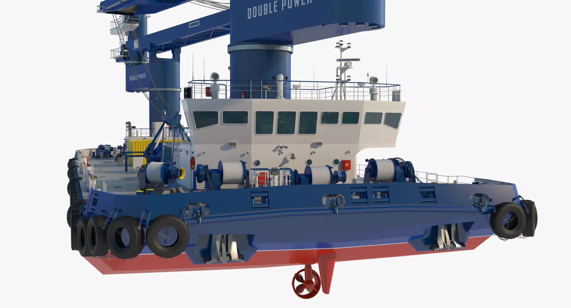 Double Crane Cargo Ship 3D model_8