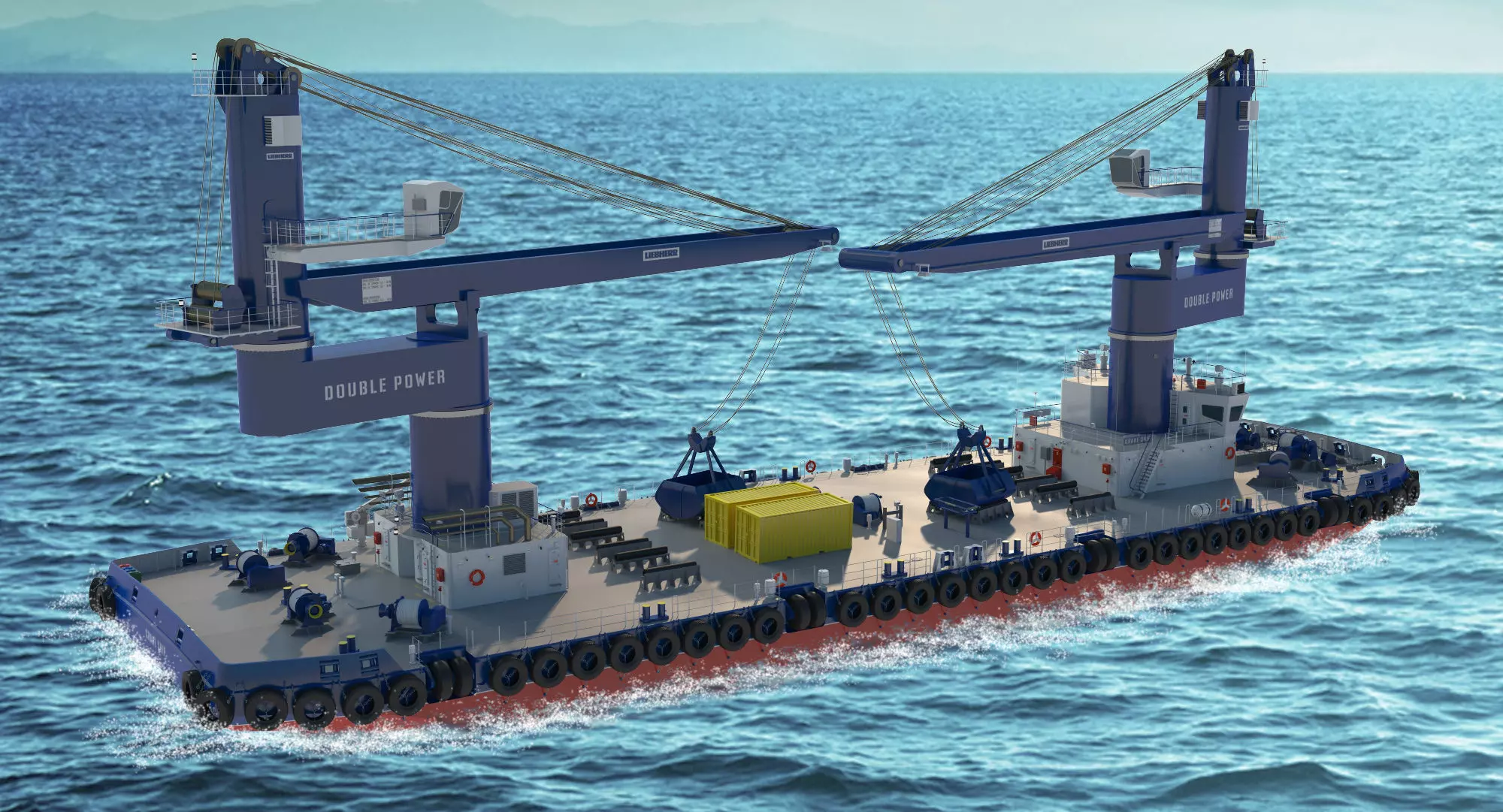 Double Crane Cargo Ship 3D model_1