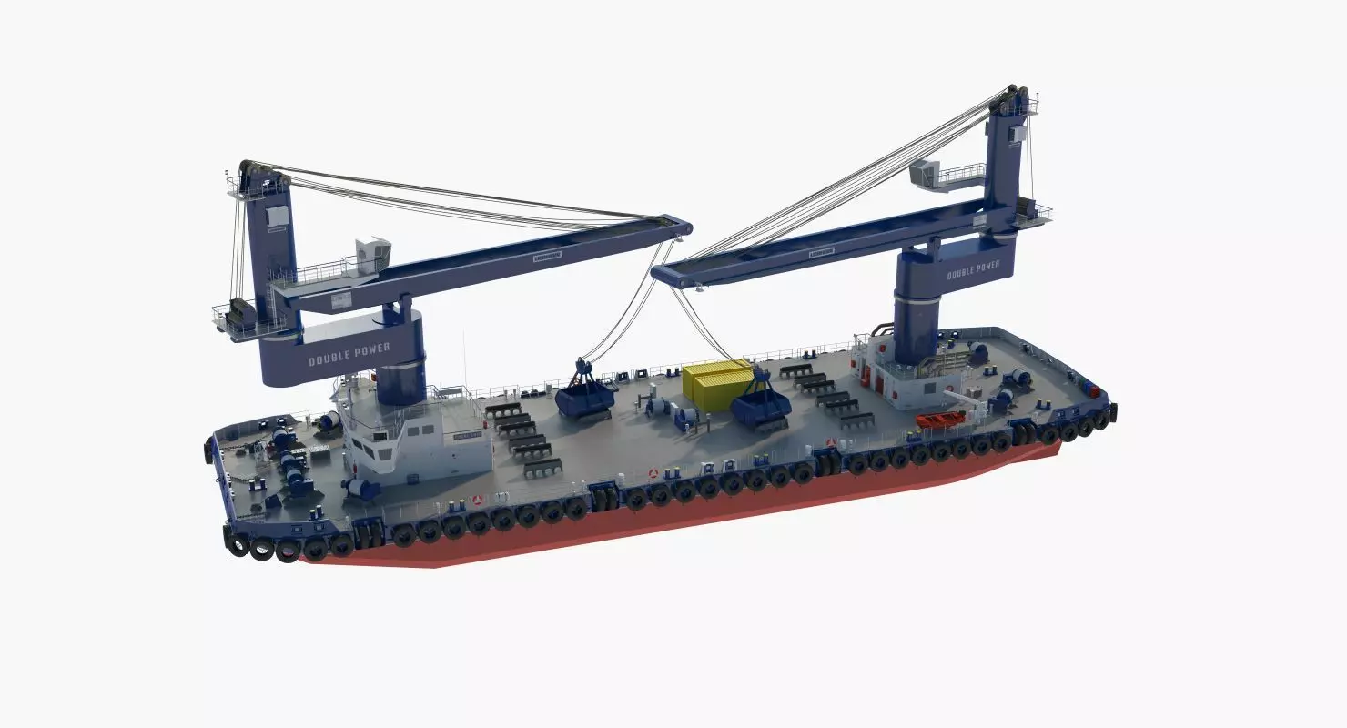 Double Crane Cargo Ship 3D model_28