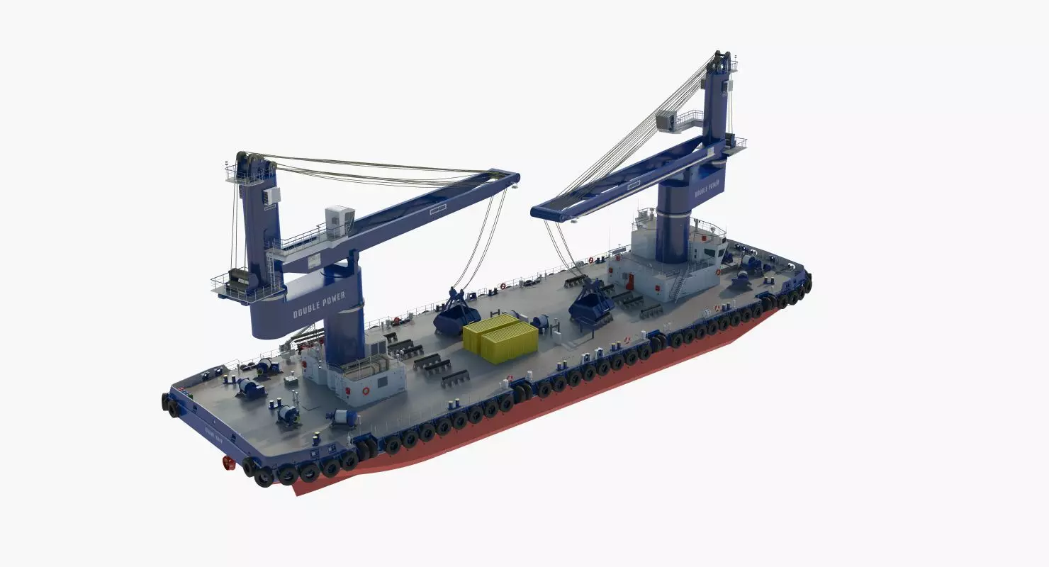 Double Crane Cargo Ship 3D model_20