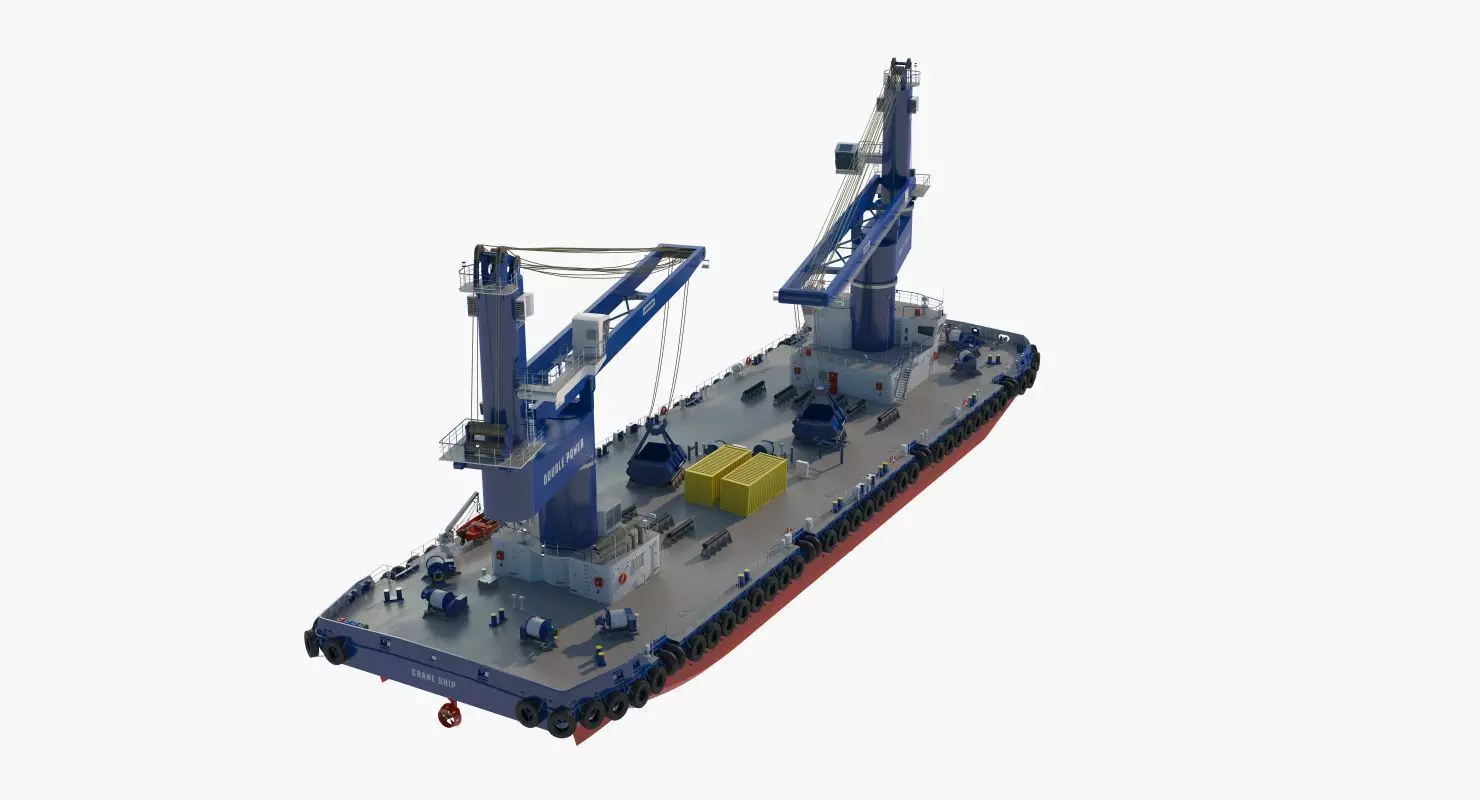 Double Crane Cargo Ship 3D model_21