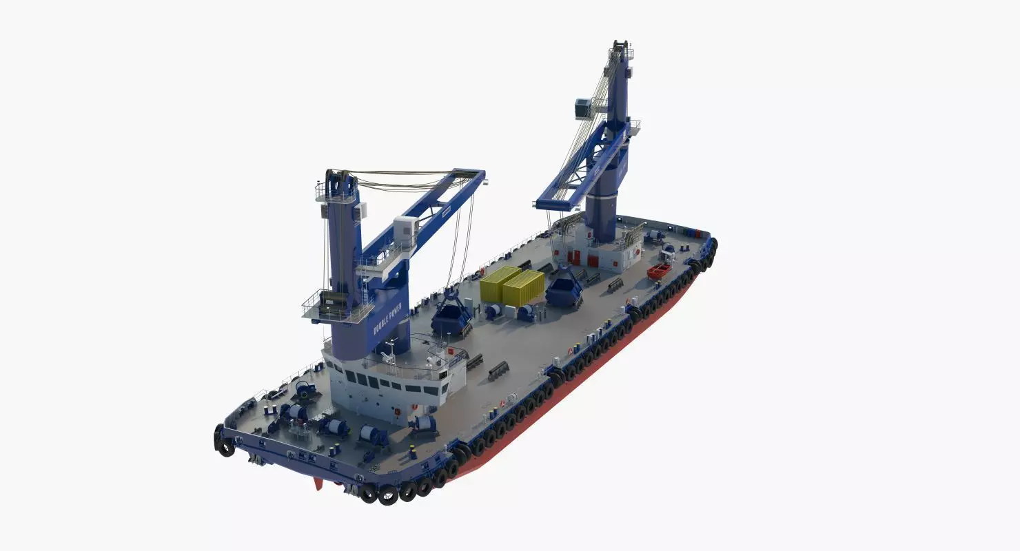 Double Crane Cargo Ship 3D model_30