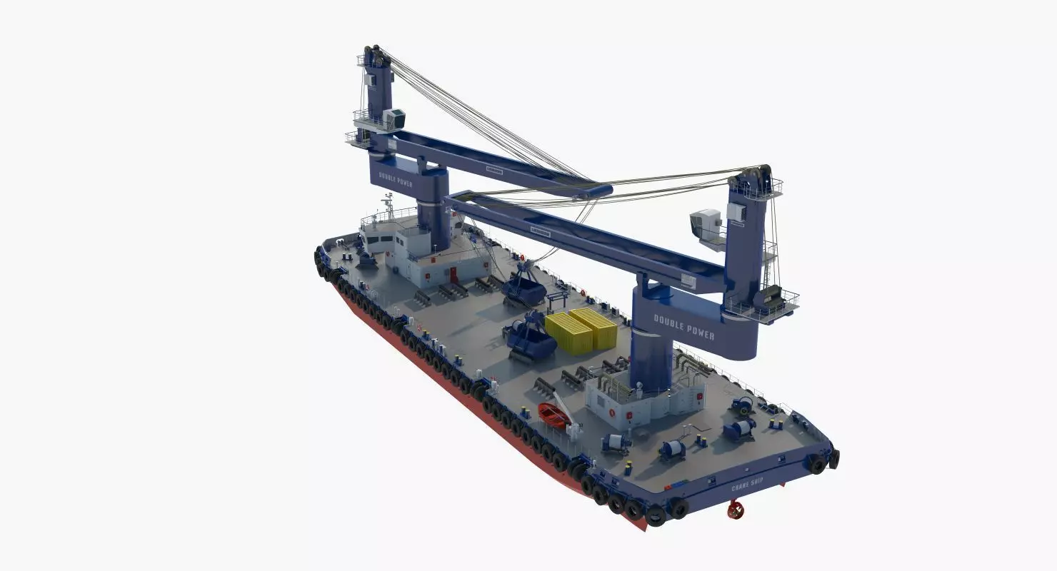Double Crane Cargo Ship 3D model_24