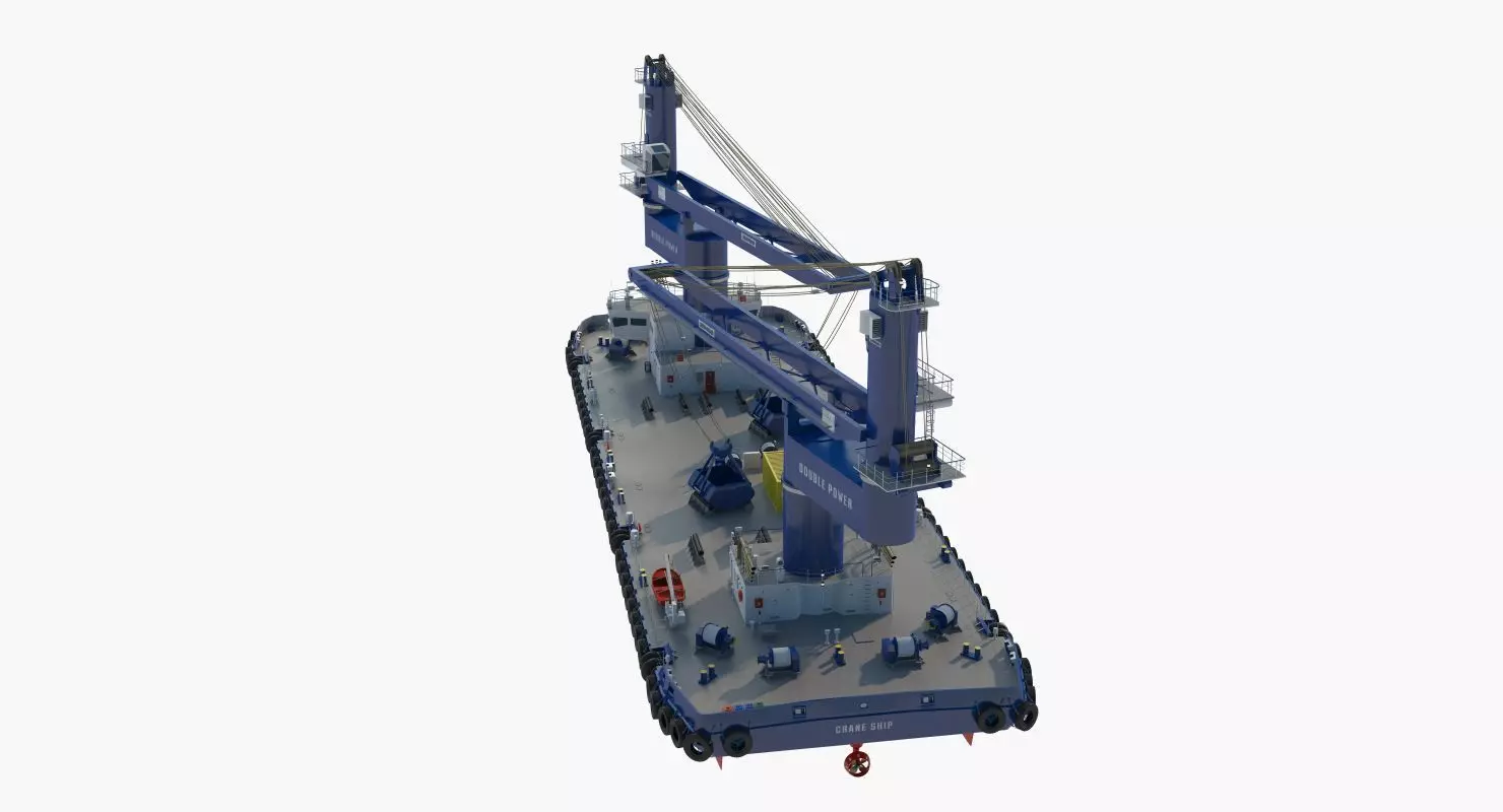 Double Crane Cargo Ship 3D model_23