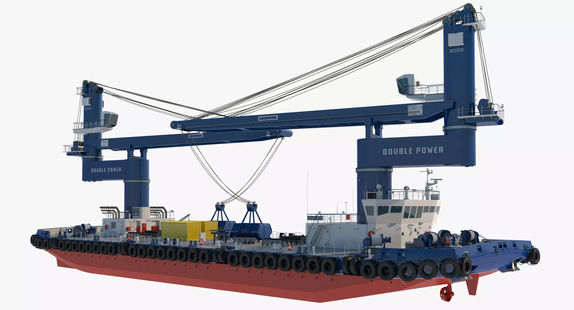 Double Crane Cargo Ship 3D model_2