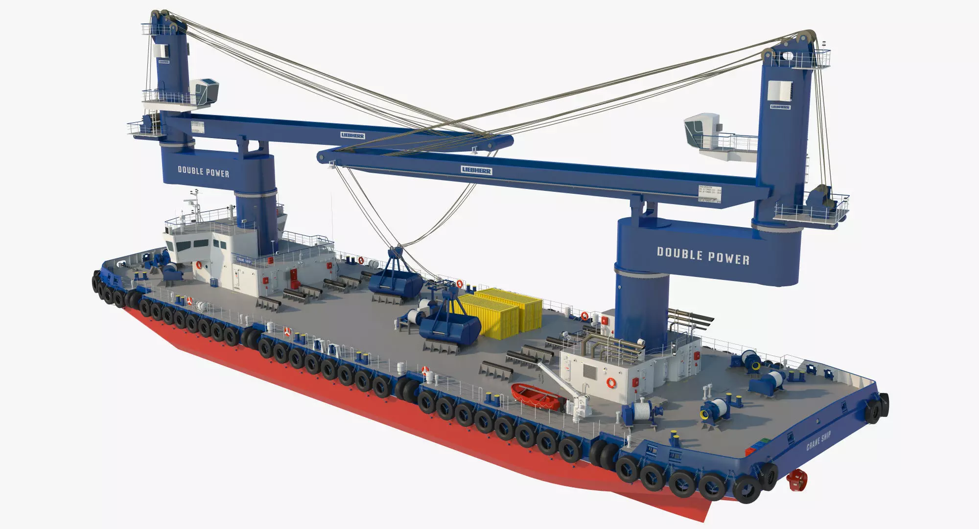 Double Crane Cargo Ship 3D model_4