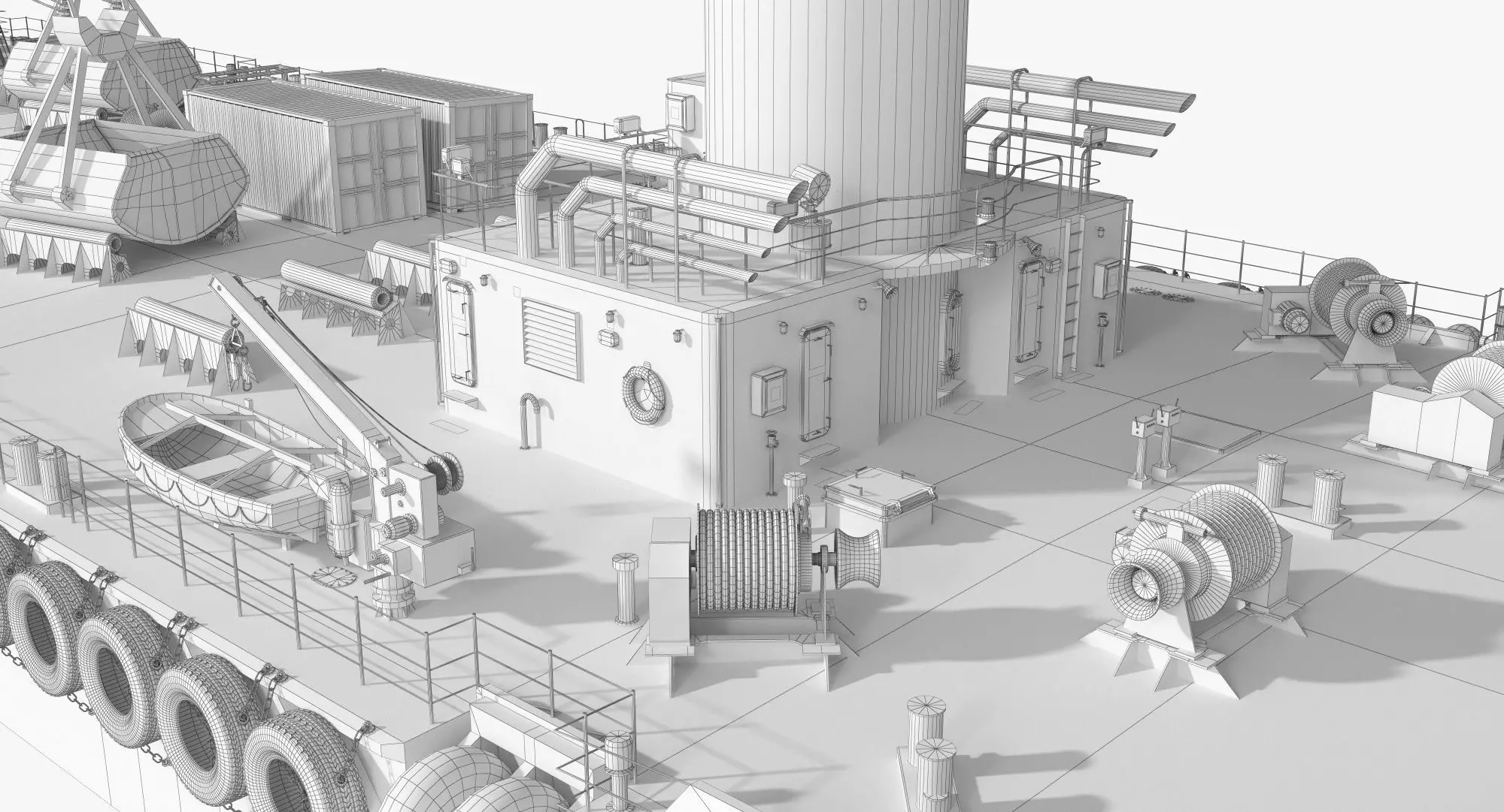 Double Crane Cargo Ship 3D model_15