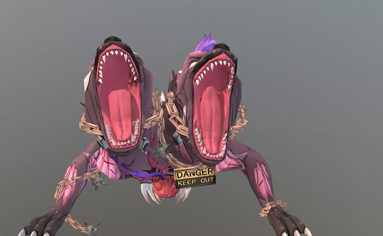 HYBRID Monster Double Head Hyena Dog Roll Attack 3D model_1