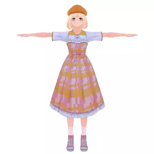 Stylized Anime Girl 3D Model - Casual Outfit Rigged