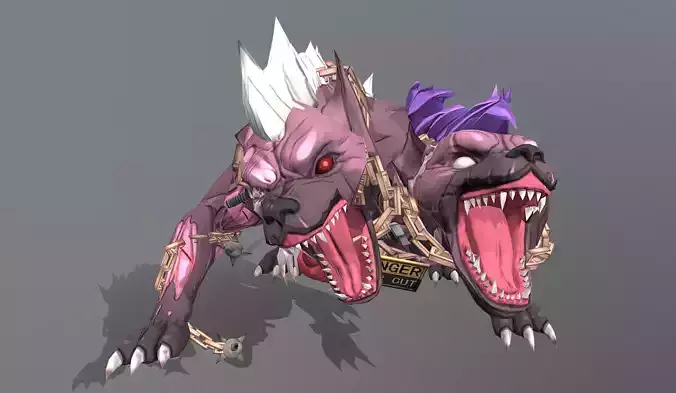 HYBRID Monster Double Head Hyena Dog Multi Attak 3D model