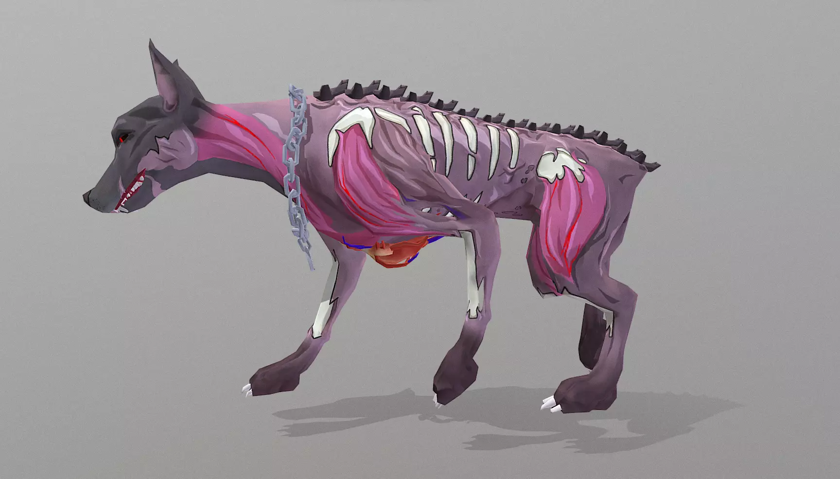 Hybrid Police Dog DoberMan Walk Cycle 3D model_3