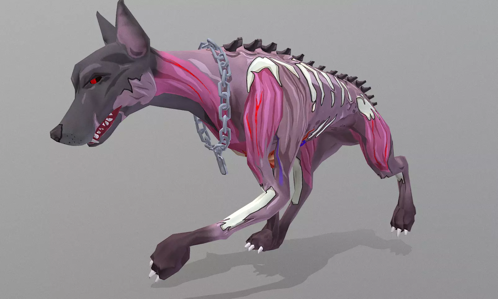 Hybrid Police Dog DoberMan Walk Cycle 3D model_0