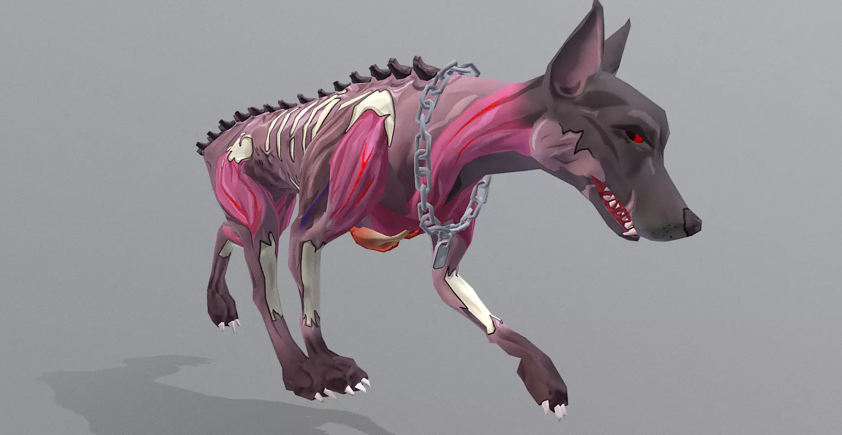 Hybrid Police Dog DoberMan Walk Cycle 3D model_1