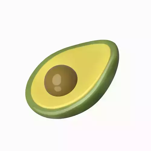 Cute 3D Avocado Half Model Cute Stylized Fruit with Seed