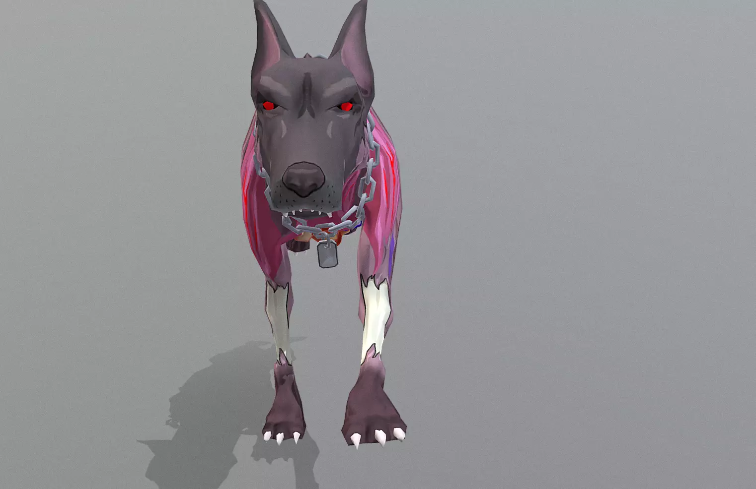 Hybrid Police Dog DoberMan Run Cycle 3D model_3