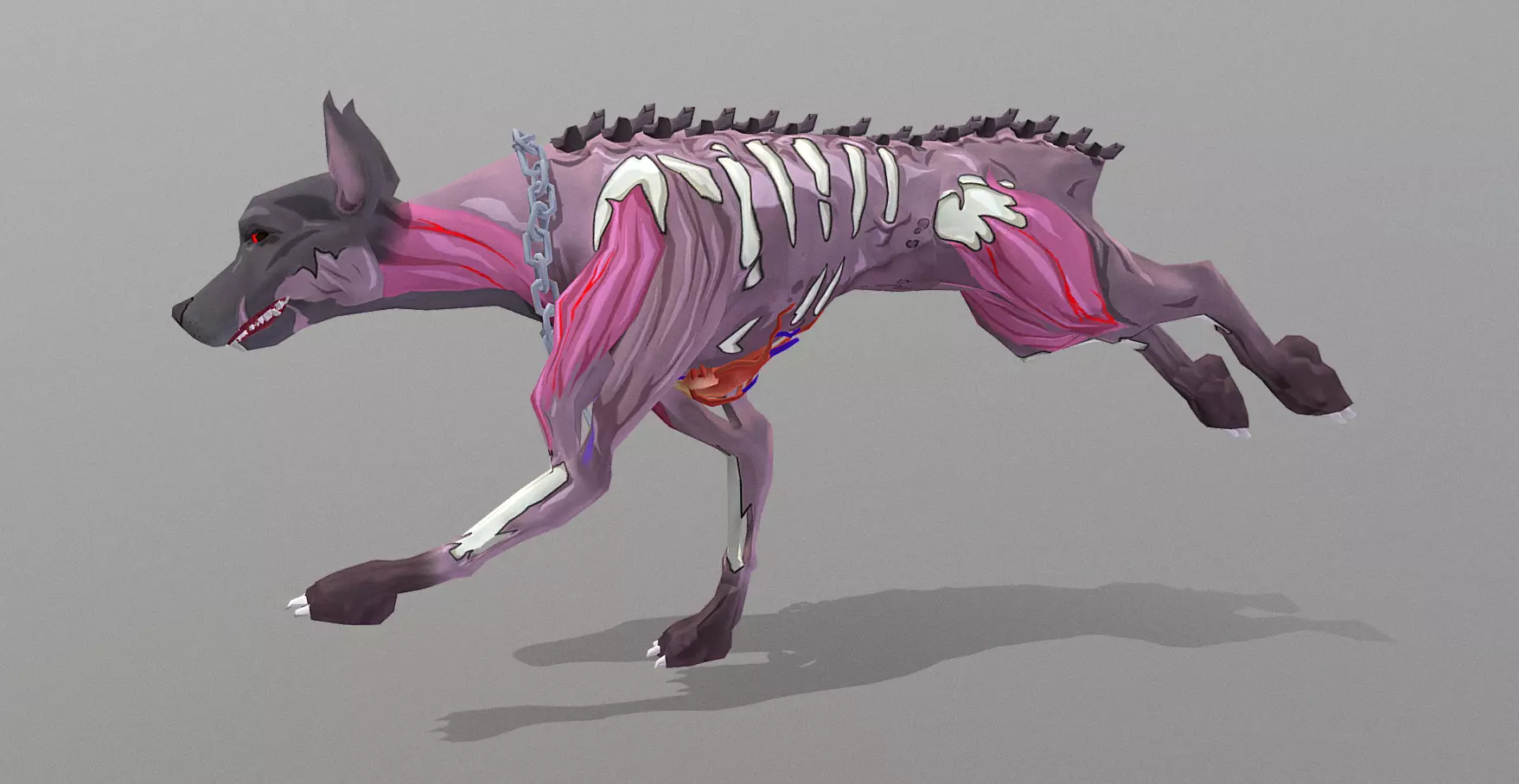 Hybrid Police Dog DoberMan Run Cycle 3D model_2