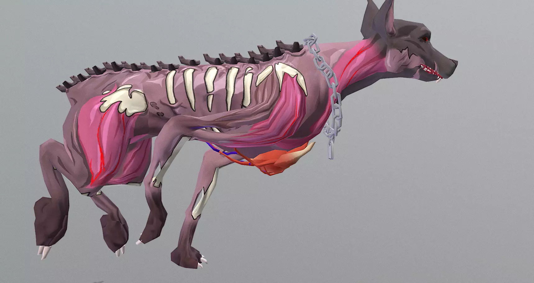 Hybrid Police Dog DoberMan Run Cycle 3D model_1