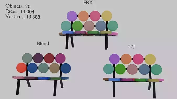 Chromatic Comfort Bench 3D model