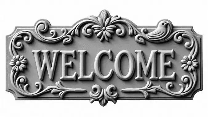 WELCOME Decorative Sign CNC Ready Aspire 3Dclip and STL File 3D print model