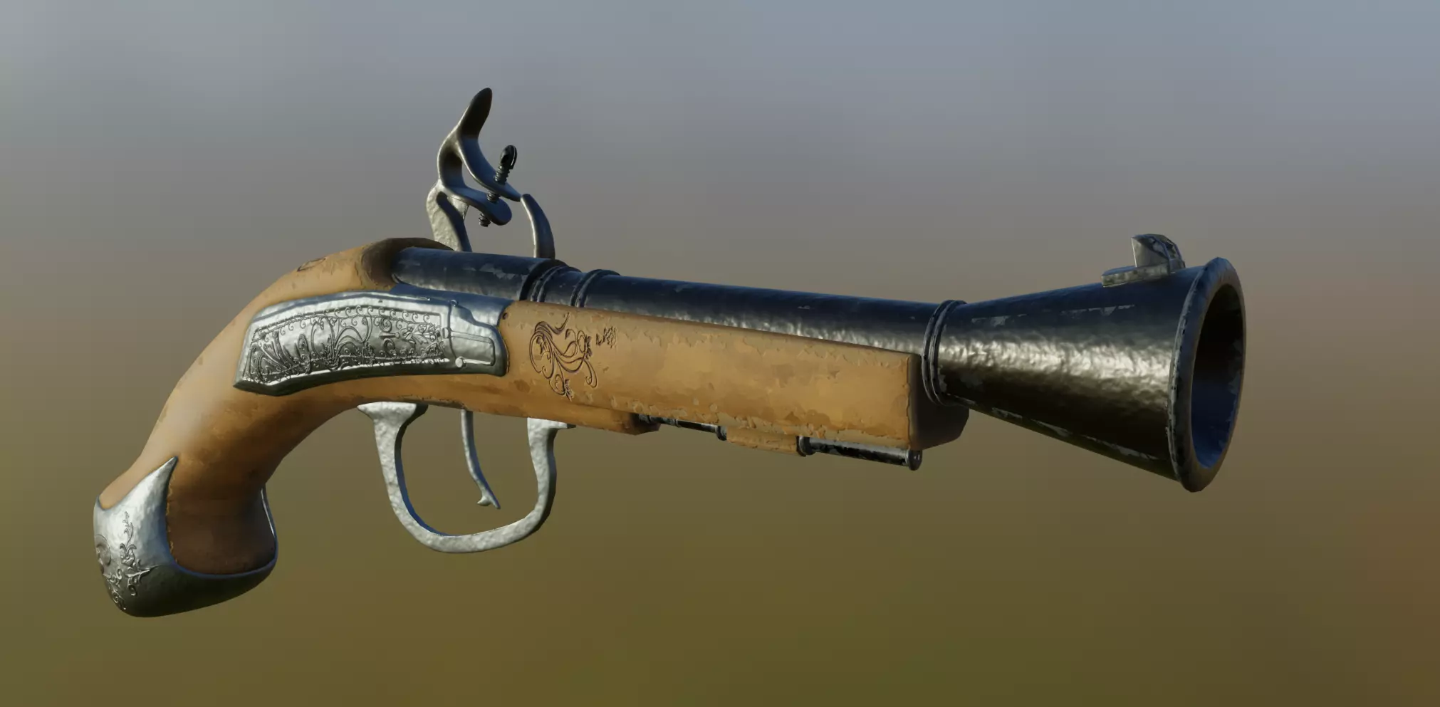 Pirate gun Low-poly 3D model_2