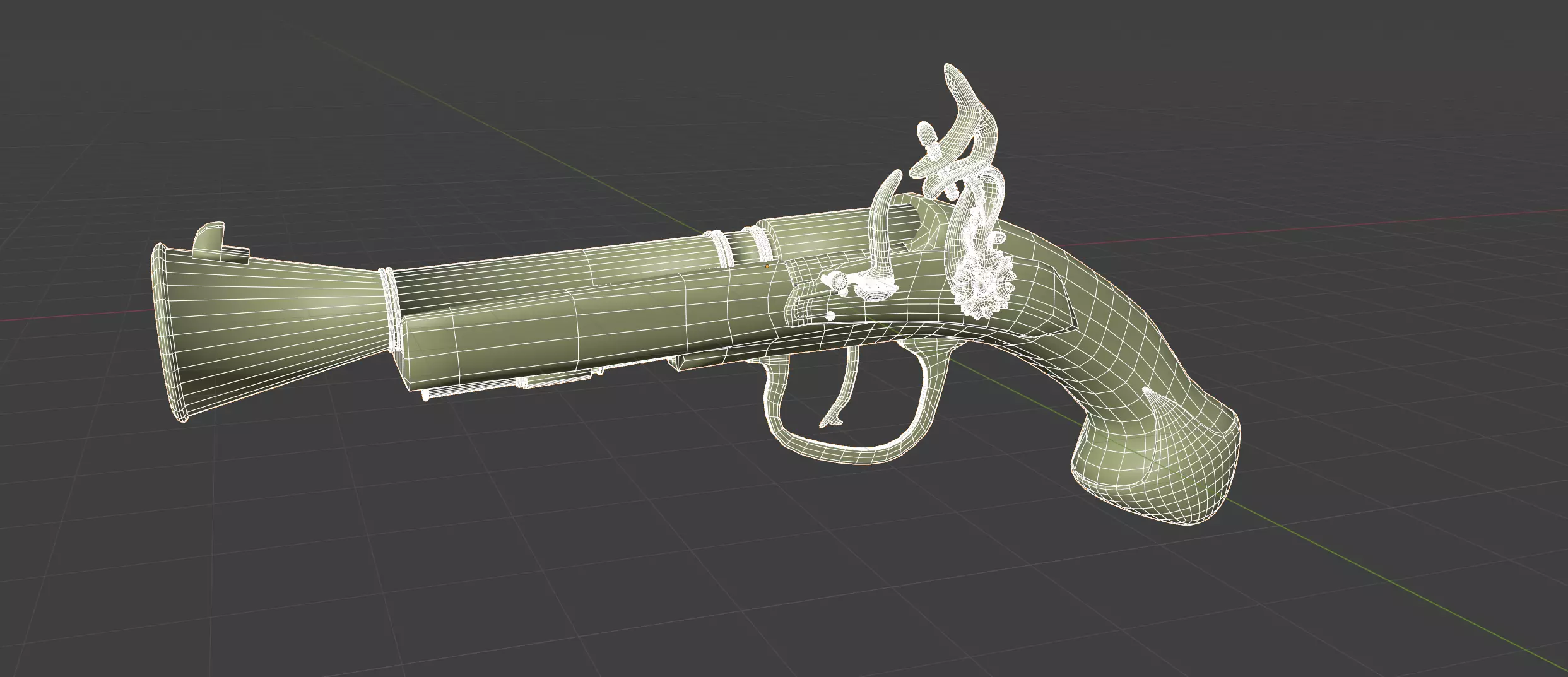 Pirate gun Low-poly 3D model_4