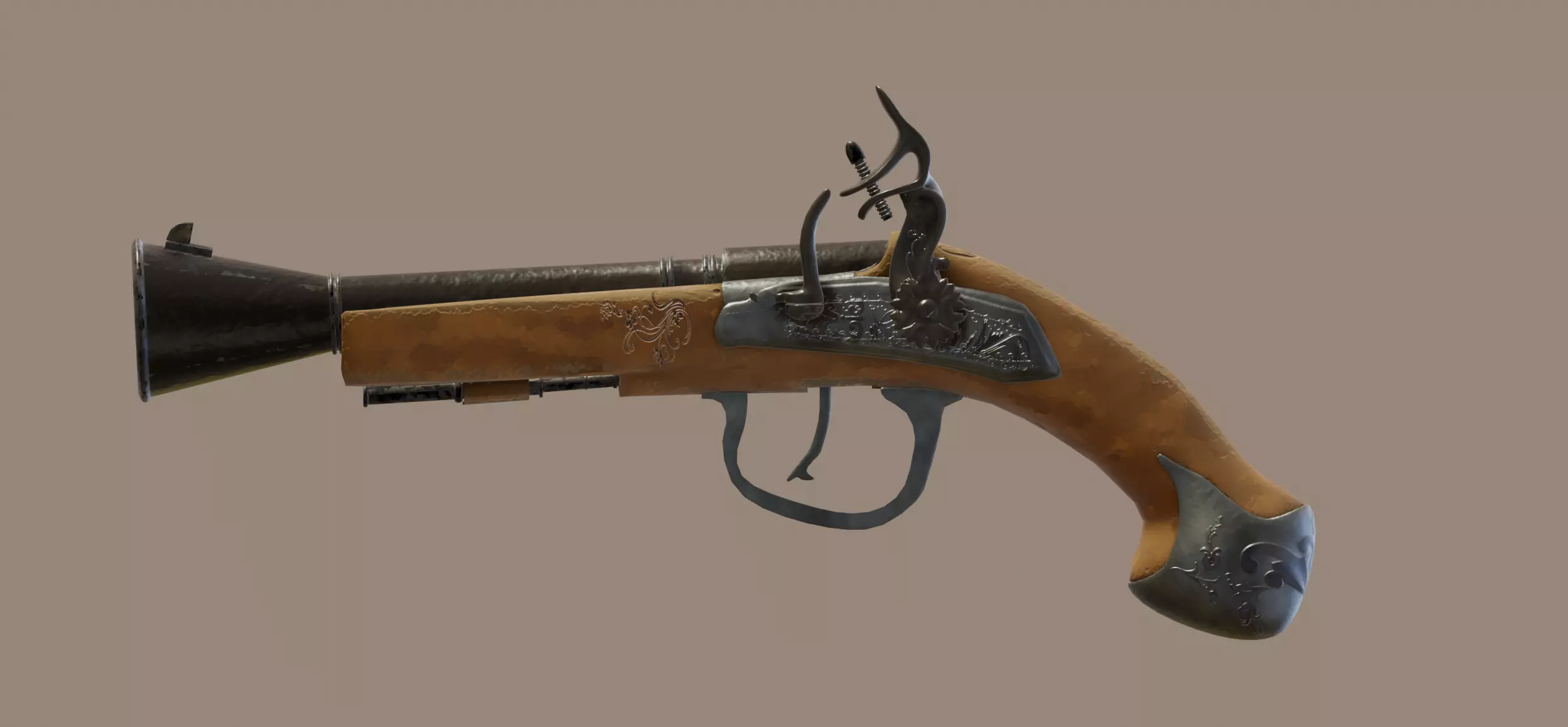 Pirate gun Low-poly 3D model_9