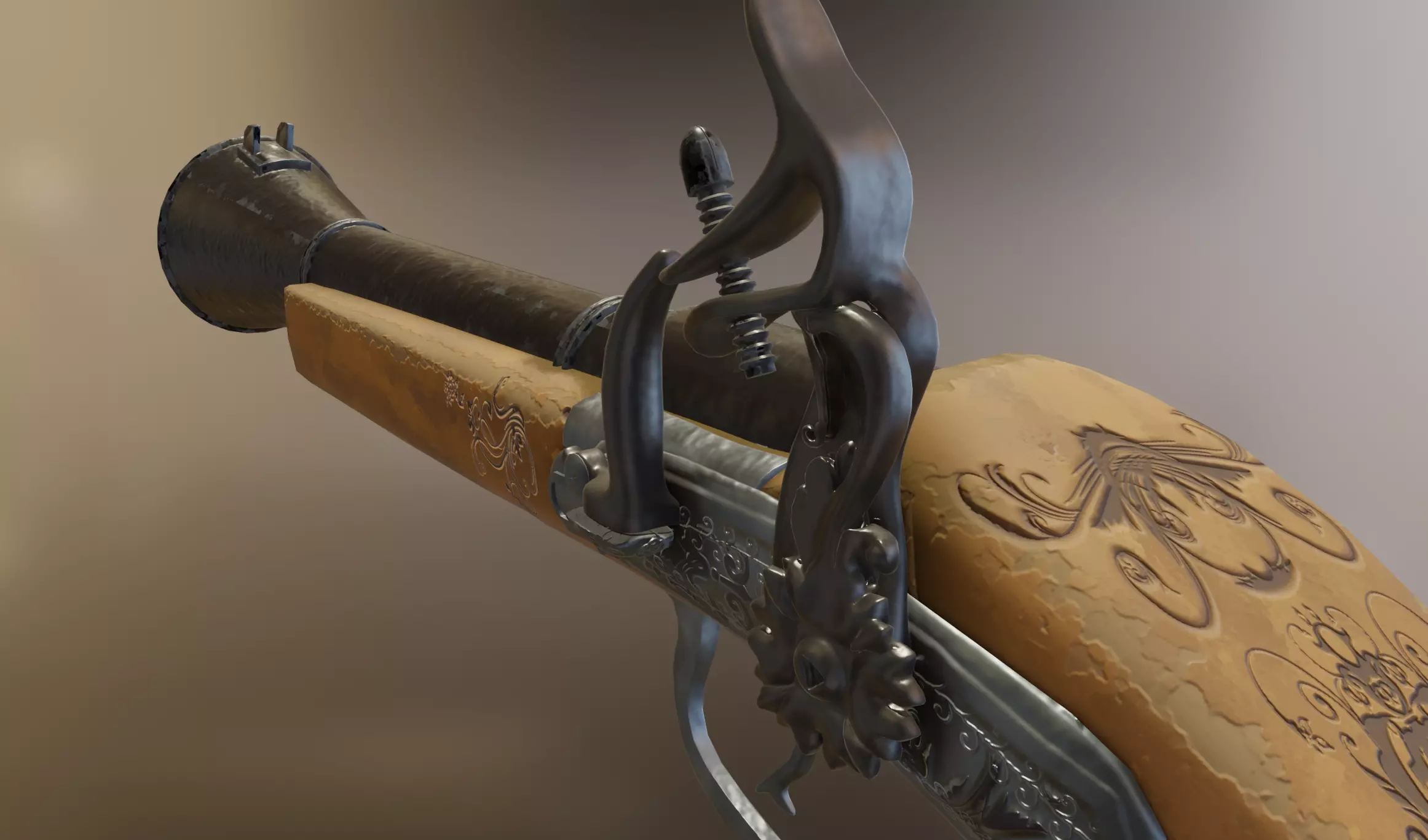 Pirate gun Low-poly 3D model_8