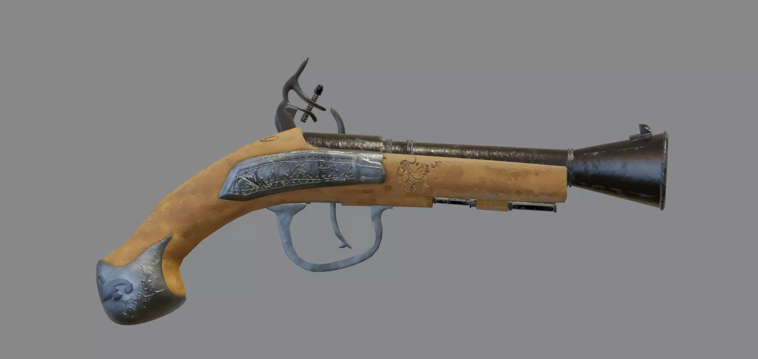 Pirate gun Low-poly 3D model_7