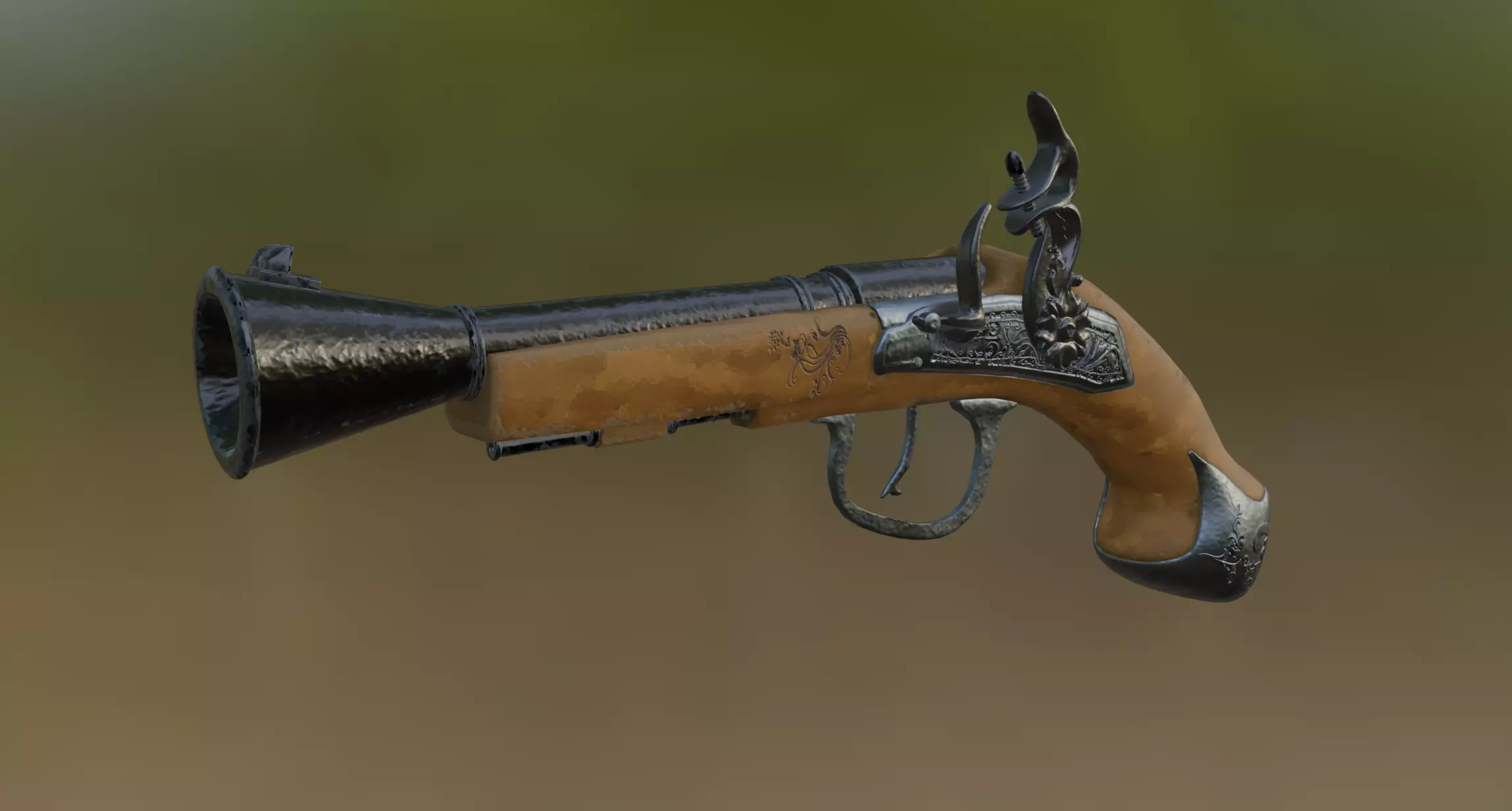 Pirate gun Low-poly 3D model_1