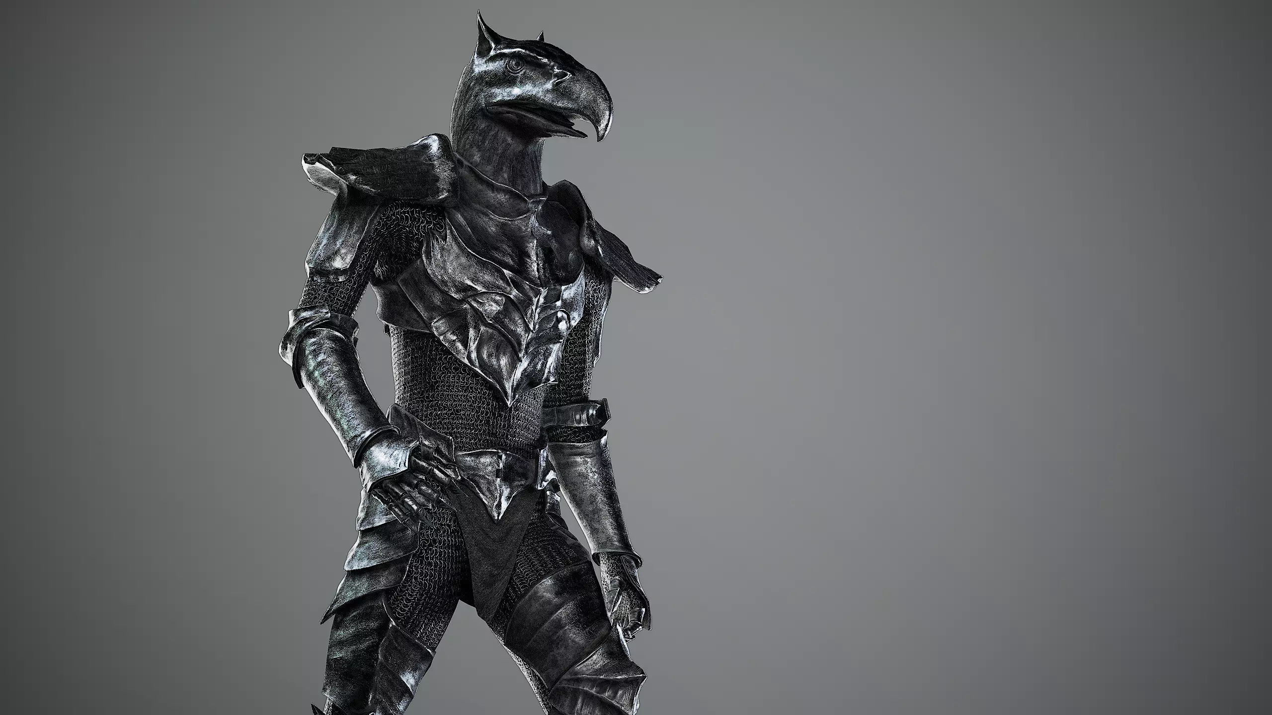 Iron Knight Gryphon Armor Game-Ready Low-poly 3D model_8