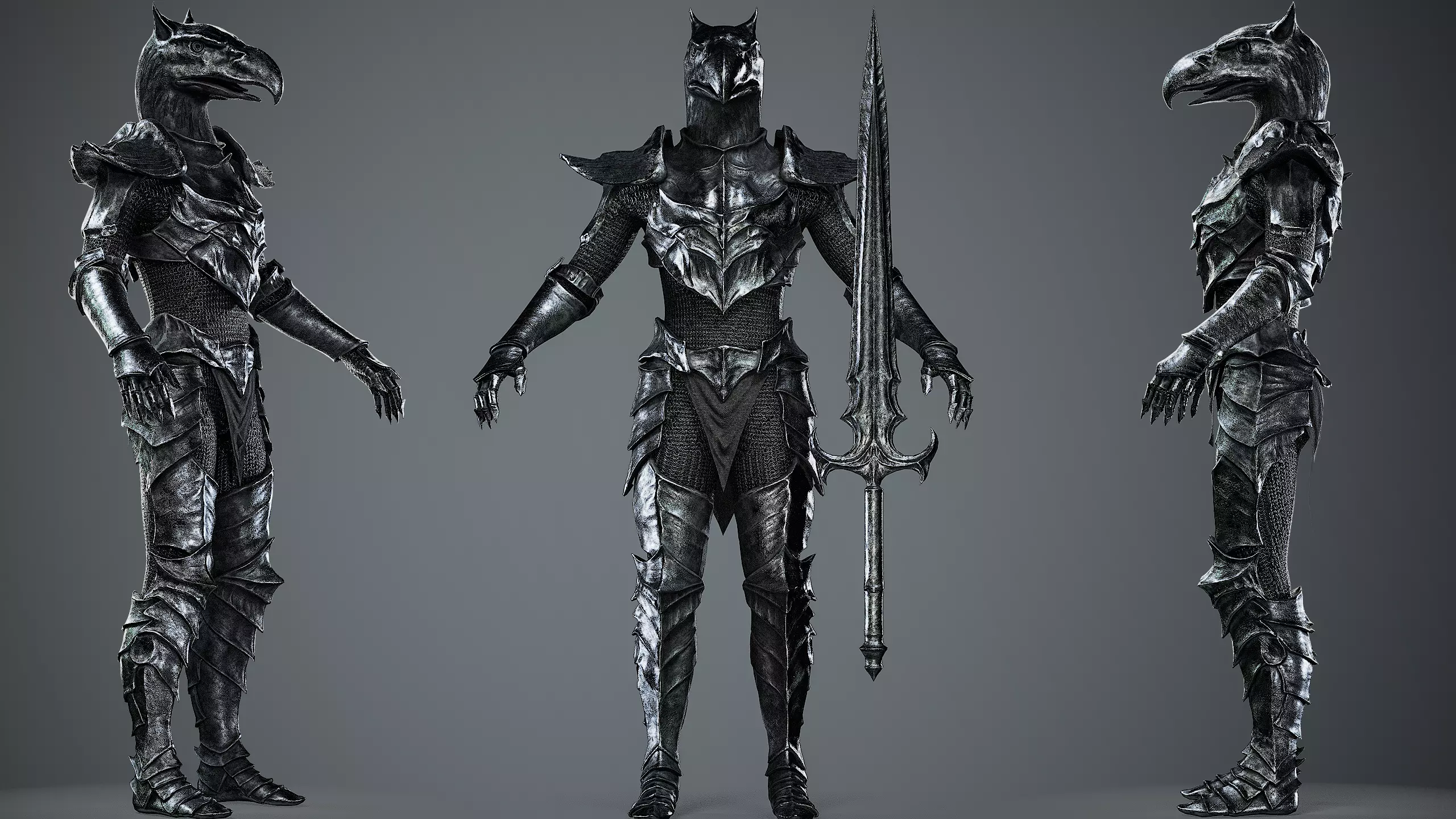 Iron Knight Gryphon Armor Game-Ready Low-poly 3D model_5